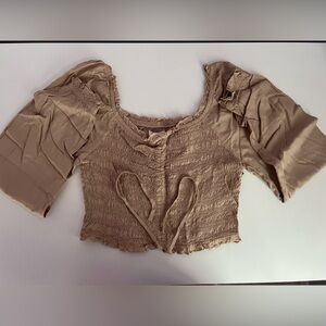 Tan Long Sleeve Japna Blouse
